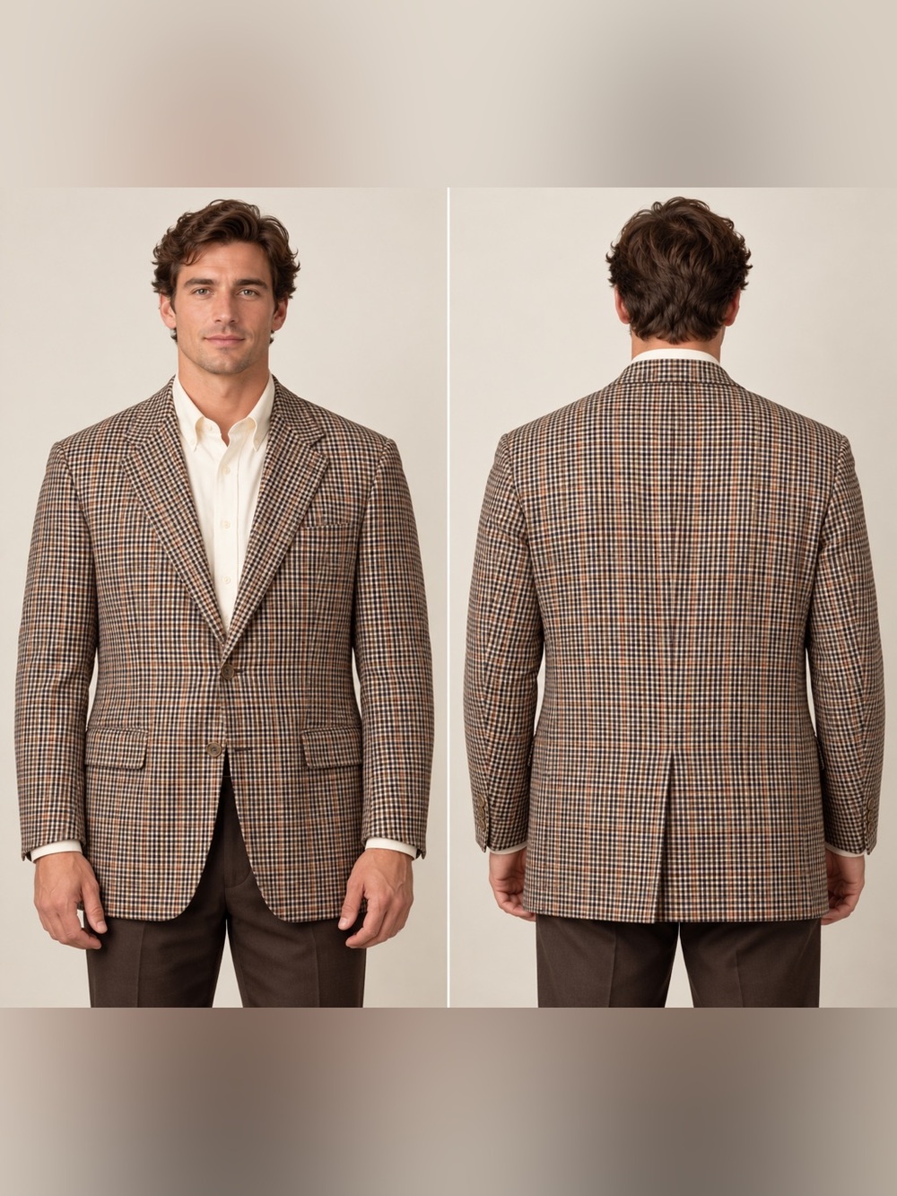 Vintage Brooks Brothers Sport Coat Mens 48L Brown Check USA Made Blazer